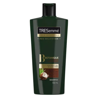 شامپو ترمیم‌کننده ترزمی مخصوص پوست سر و موهای انواع مو، حجم 700 میلی‌لیتر مدل Botanique، حاوی ویتامین A با عصاره آلوئه‌ورا و روغن نارگیل